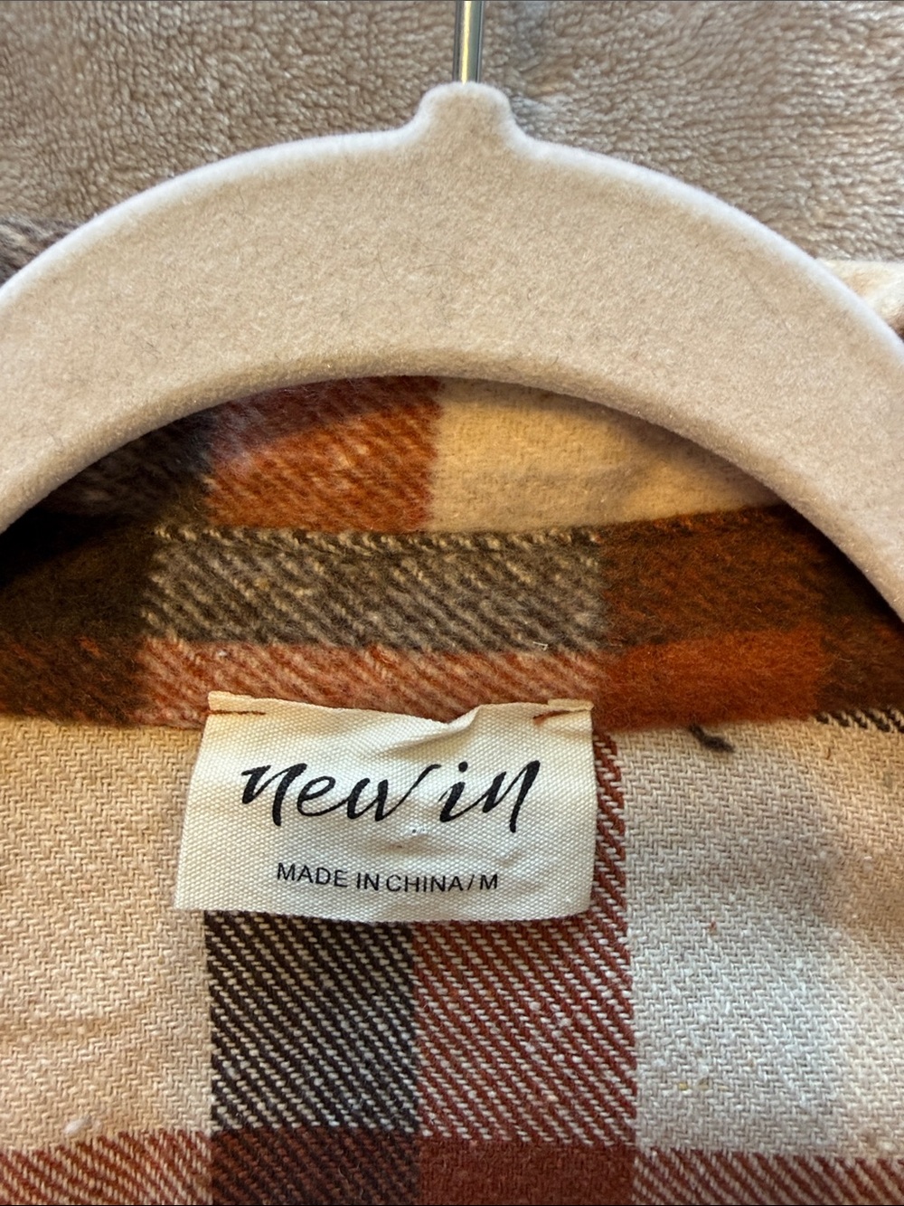Plaid Teddy Jacket in Rust & Cream - Picture 2 of 2